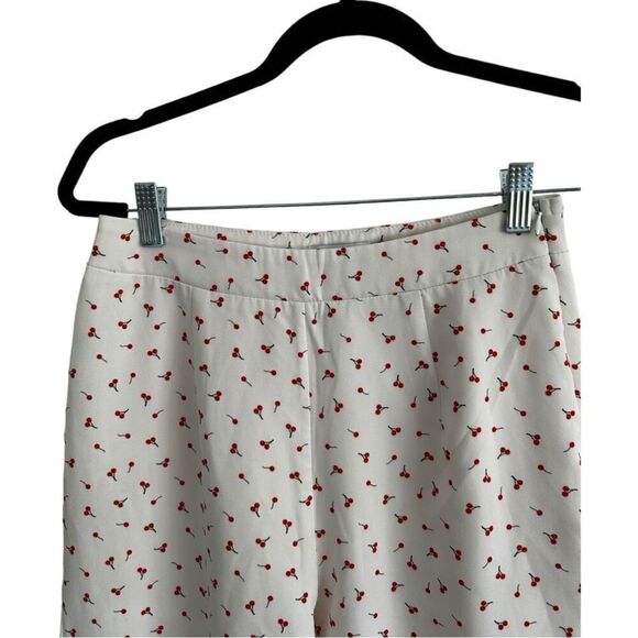 Tiger Mist White Cherry All Over Novelty Print Pants Size S Cropped Ruffle - Picture 6 of 13